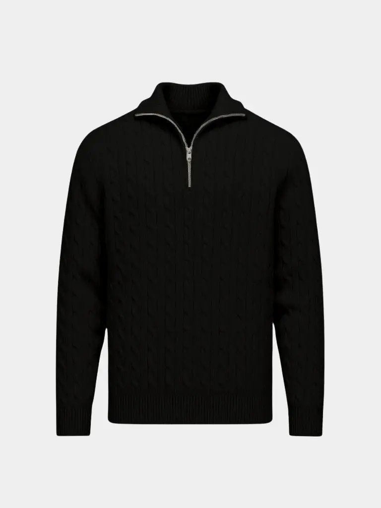 Men’s Knit Knit Sweater – Premium Cable Zip Casual Everyday Knitwear SPECTER