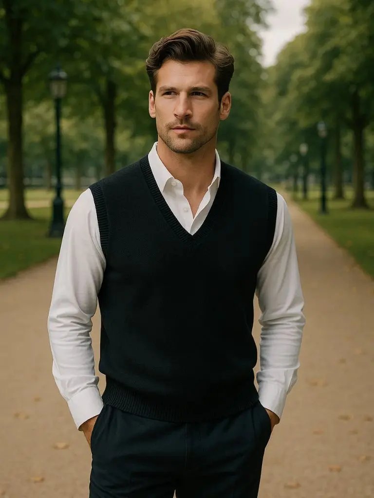 Men’s Cashmere Sweater – Neck Vest Soft Luxury Knit SPECTER