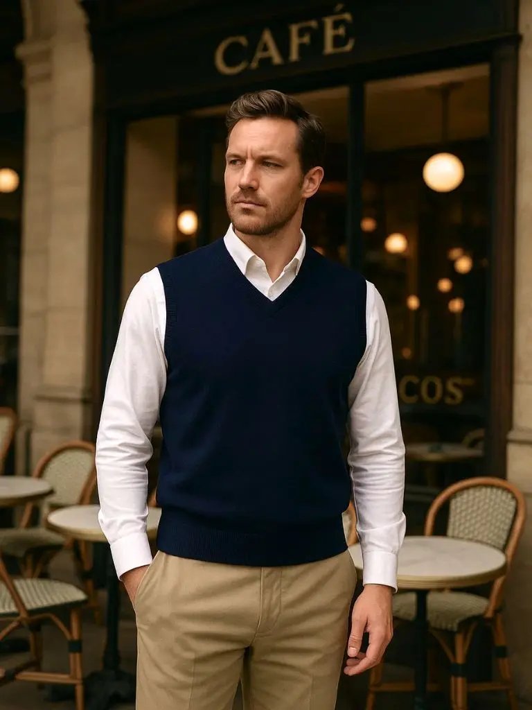 Men’s Cashmere Sweater – Neck Vest Soft Luxury Knit SPECTER