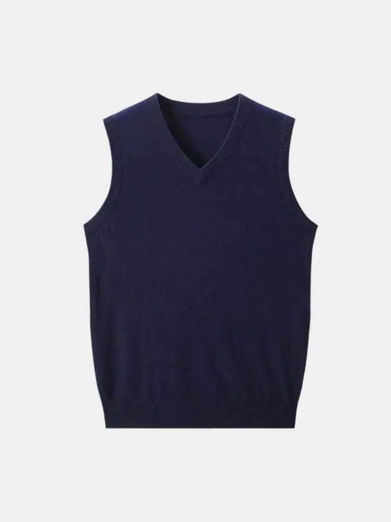Men’s Cashmere Sweater – Neck Vest Soft Luxury Knit SPECTER