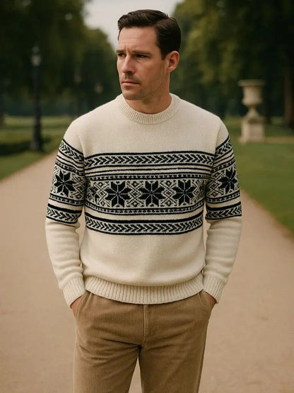 Men’s Knit Sweater – Wool Fair Isle Casual Everyday Knitwear SPECTER