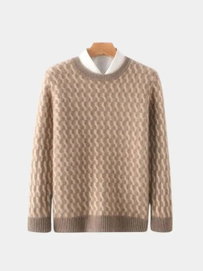 Men’s Knit Sweater – Wool Geometric Crew Casual Everyday Knitwear SPECTER