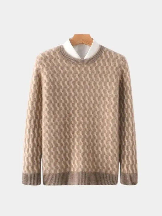 Men’s Knit Sweater – Wool Geometric Crew Casual Everyday Knitwear SPECTER