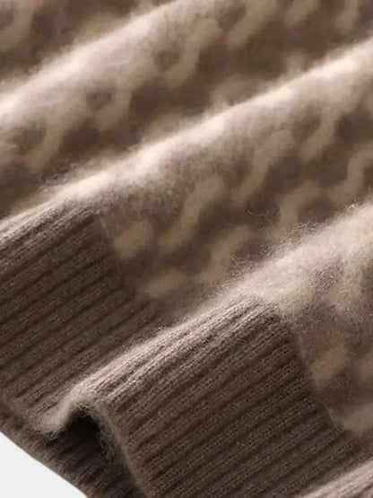 Men’s Knit Sweater – Wool Geometric Crew Casual Everyday Knitwear SPECTER