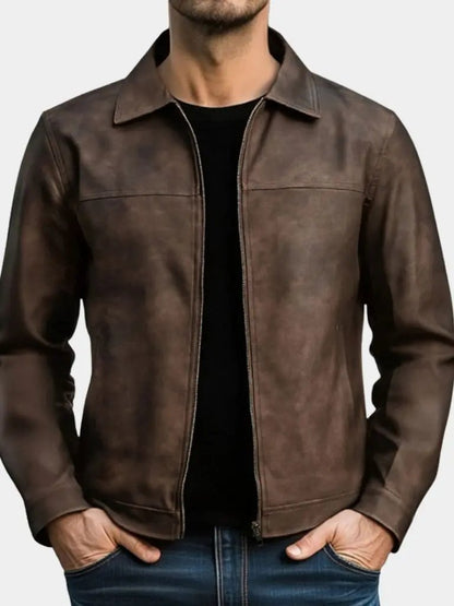 Men’s Leather Jacket – Regent Estate Classic Moto Style SPECTER
