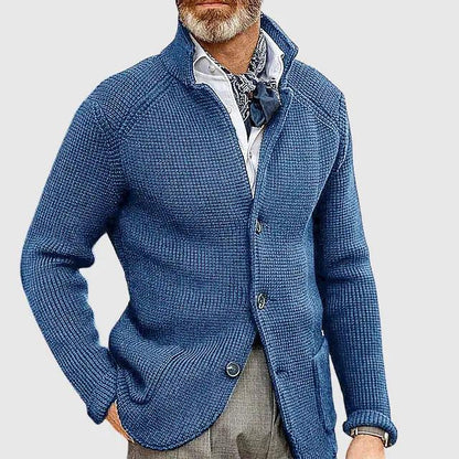 Men’s Tailored Cardigan – Modern Weave Button Design SPECTER LONDON