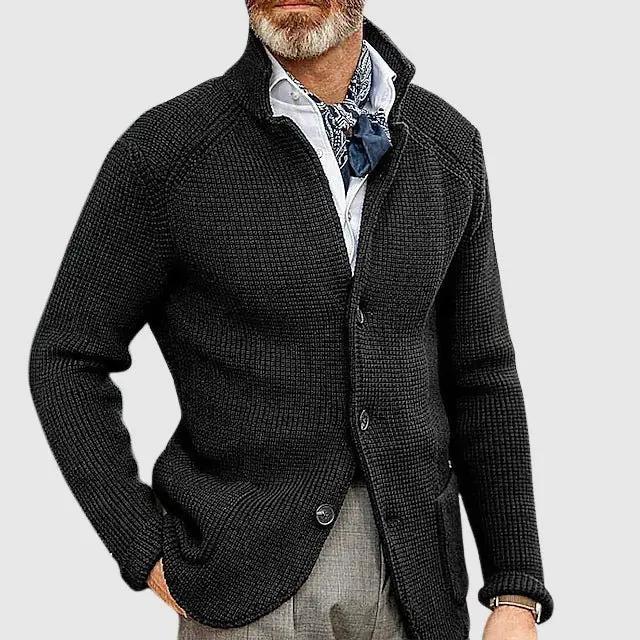 Men’s Tailored Cardigan – Modern Weave Button Design SPECTER LONDON