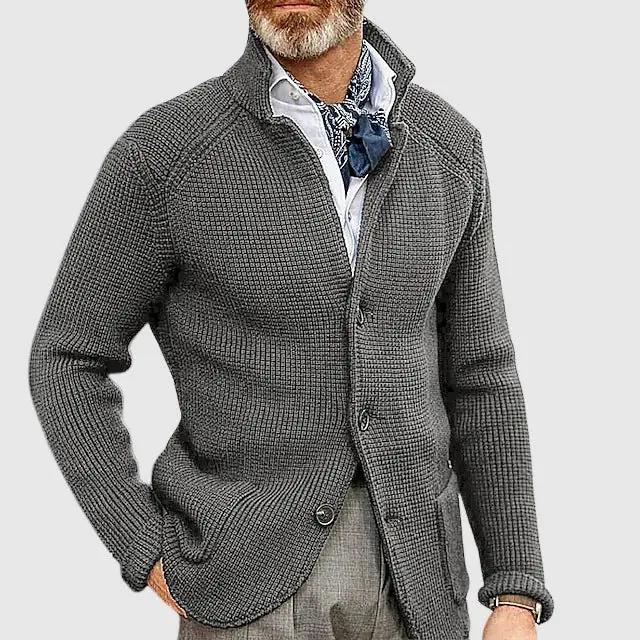 Men’s Tailored Cardigan – Modern Weave Button Design SPECTER LONDON