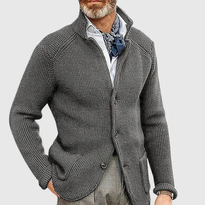 Men’s Tailored Cardigan – Modern Weave Button Design SPECTER LONDON