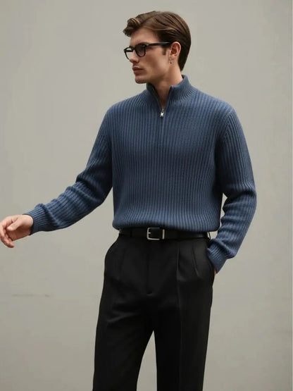 Men’s Knit Sweater – Highland Quarter Zip Casual Everyday Knitwear SPECTER