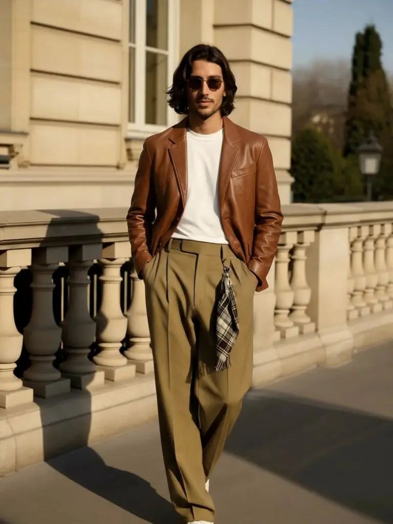 Men’s Leather Jacket – Bold Caramel Classic Moto Style SPECTER