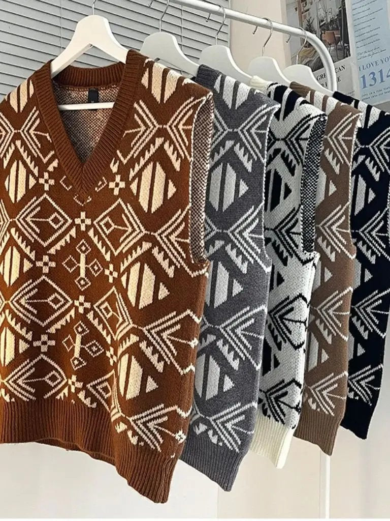 Men’s Knit Sweater – Academic Retro Vest Casual Everyday Knitwear SPECTER