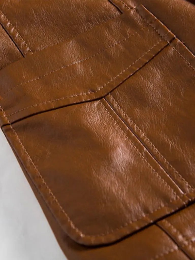 Men’s Leather Jacket – Bold Caramel Classic Moto Style SPECTER