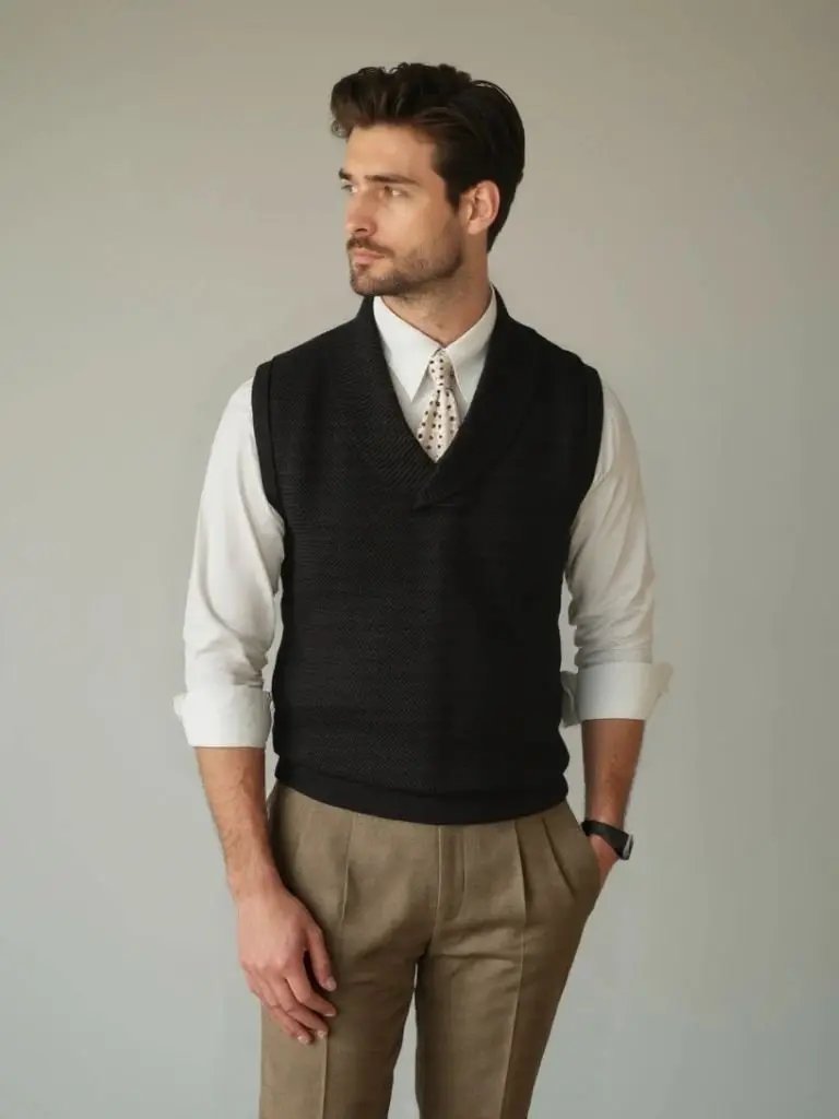 Men’s Knit Sweater – British Vest Waistcoat Casual Everyday Knitwear SPECTER