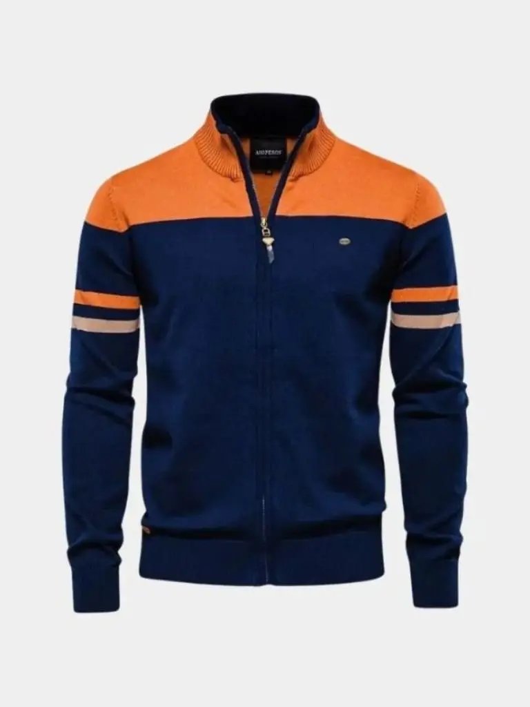 Men’s Knit Cardigan Sweater – Zipper Standing Collar Casual Everyday Knitwear SPECTER