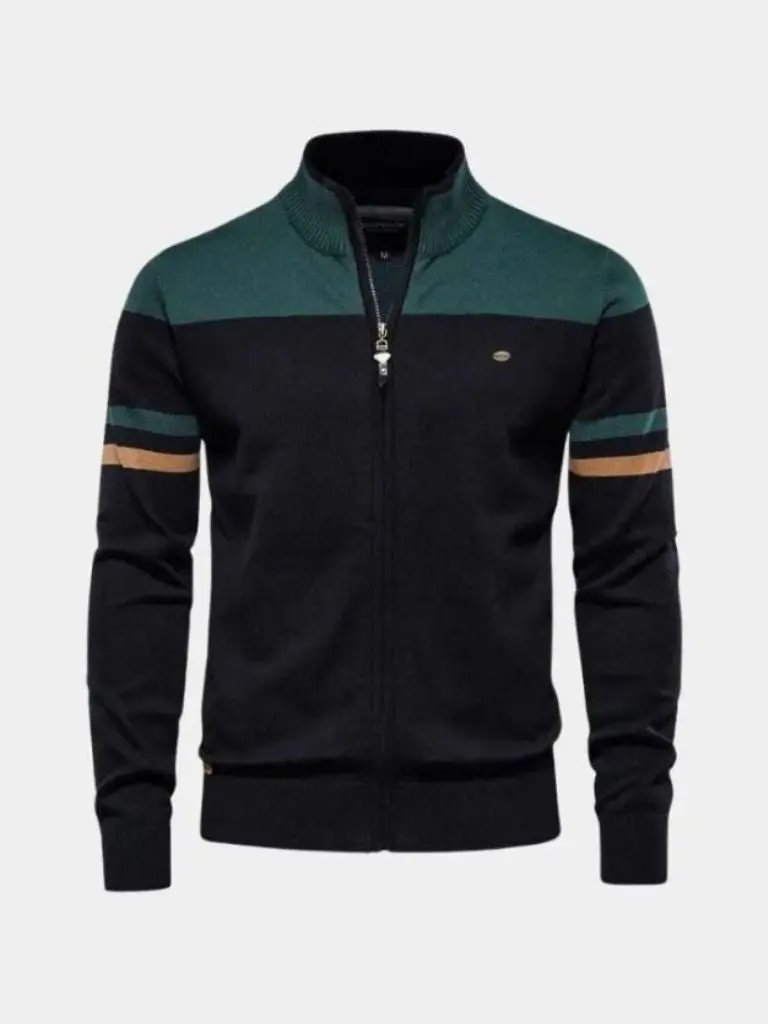 Men’s Knit Cardigan Sweater – Zipper Standing Collar Casual Everyday Knitwear SPECTER