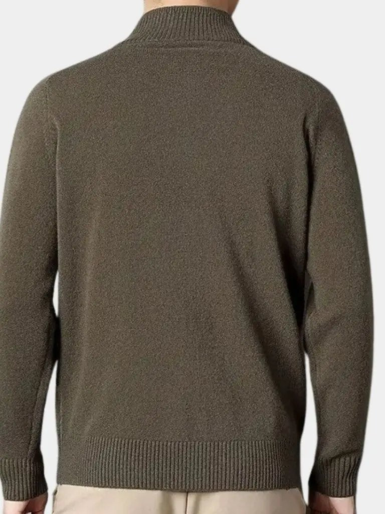 Men’s Cashmere Sweater – Zip Turtleneck Soft Luxury Knit SPECTER