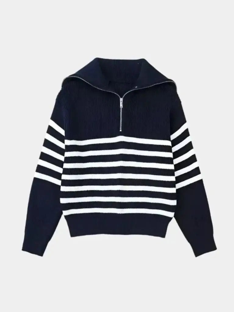 Men’s Knit Sweater – Striped Zip Casual Everyday Knitwear SPECTER
