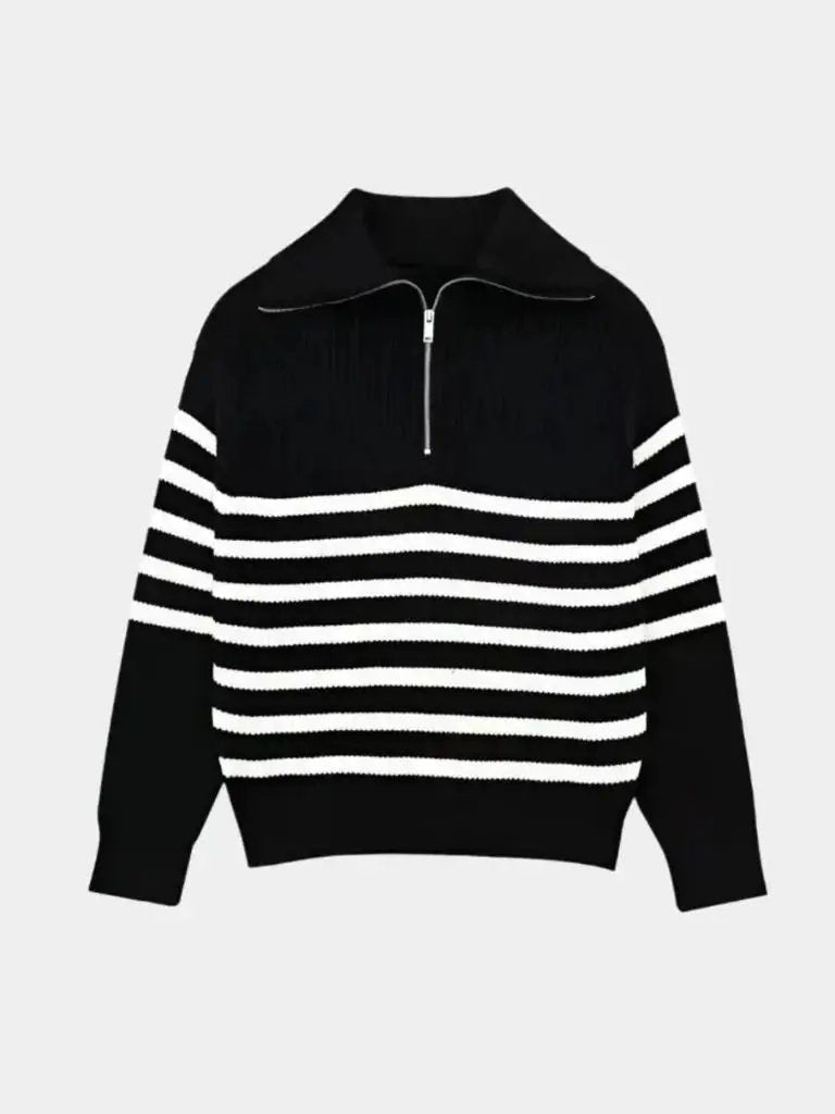 Men’s Knit Sweater – Striped Zip Casual Everyday Knitwear SPECTER