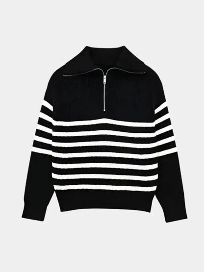 Men’s Knit Sweater – Striped Zip Casual Everyday Knitwear SPECTER