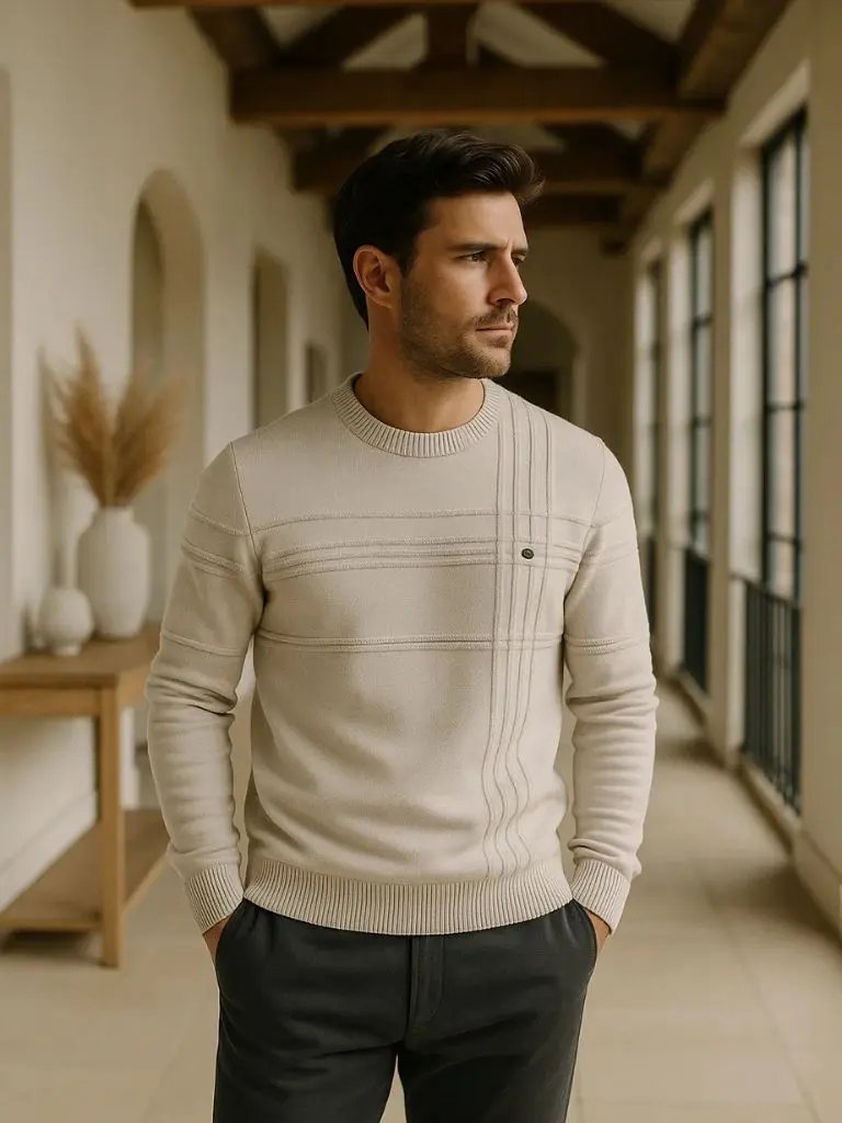 Men’s Knit Sweater – Cotton Knitted Stripped Casual Everyday Knitwear SPECTER