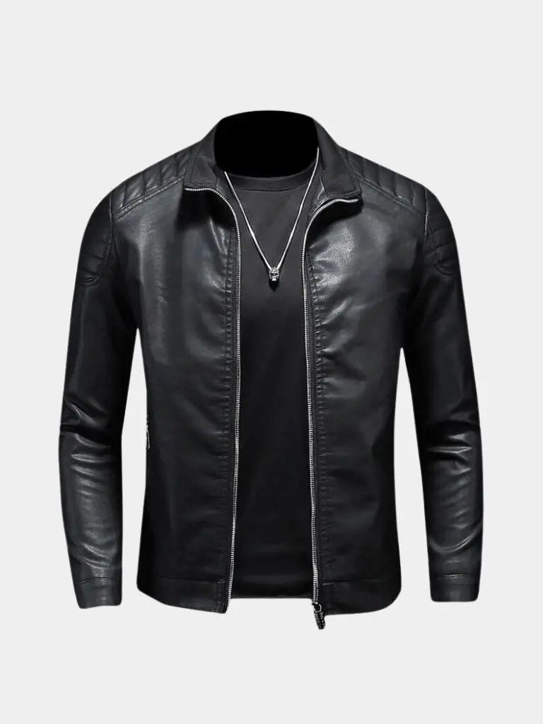 Men’s Leather Jacket – Crusader Classic Moto Style SPECTER