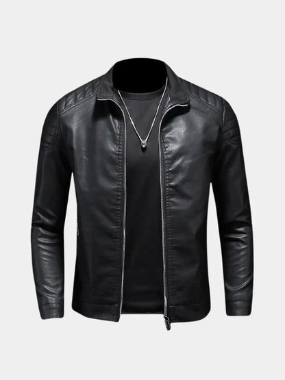 Men’s Leather Jacket – Crusader Classic Moto Style SPECTER
