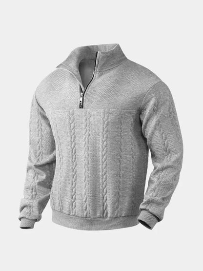 Men’s Knit Sweater – Essential Henley Quarter Casual Everyday Knitwear SPECTER