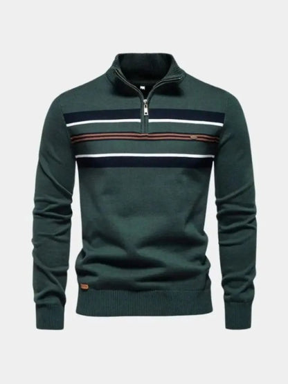 Men’s Knit Sweater – Striped Quarter Zip Casual Everyday Knitwear SPECTER