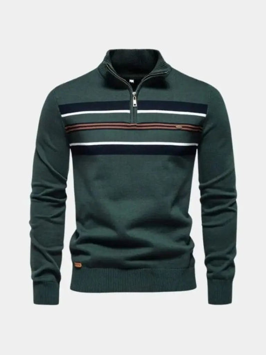 Men’s Knit Sweater – Striped Quarter Zip Casual Everyday Knitwear SPECTER
