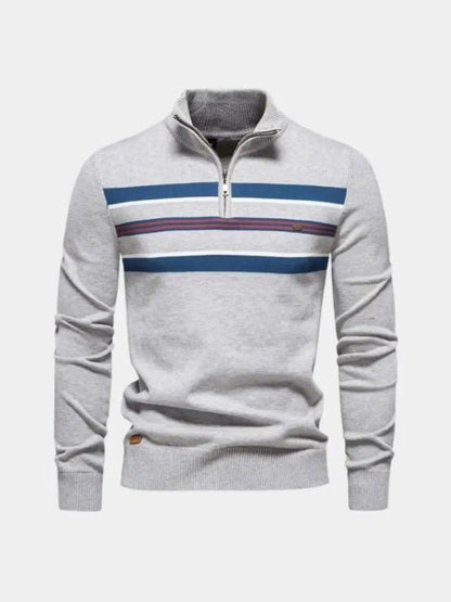 Men’s Knit Sweater – Striped Quarter Zip Casual Everyday Knitwear SPECTER