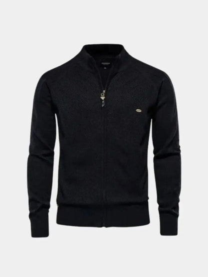 Men’s Cardigan Sweater – Zipper Jacquard Color Casual Everyday Knitwear SPECTER