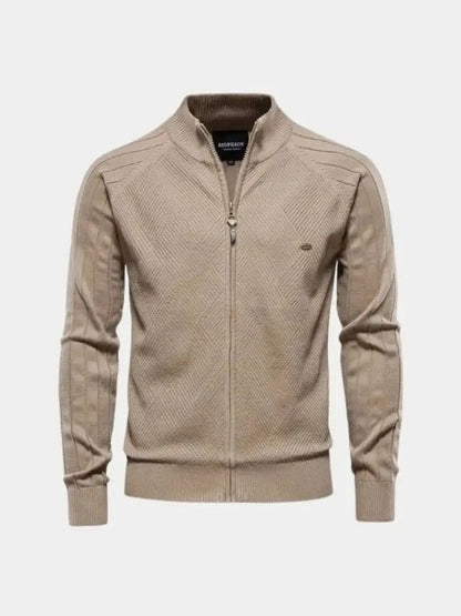 Men’s Cardigan Sweater – Zipper Jacquard Color Casual Everyday Knitwear SPECTER