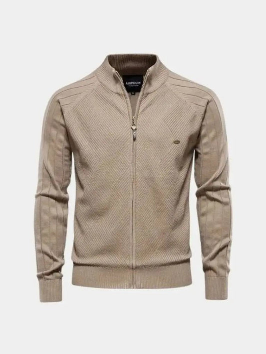 Men’s Cardigan Sweater – Zipper Jacquard Color Casual Everyday Knitwear SPECTER