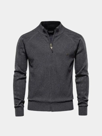 Men’s Cardigan Sweater – Zipper Jacquard Color Casual Everyday Knitwear SPECTER