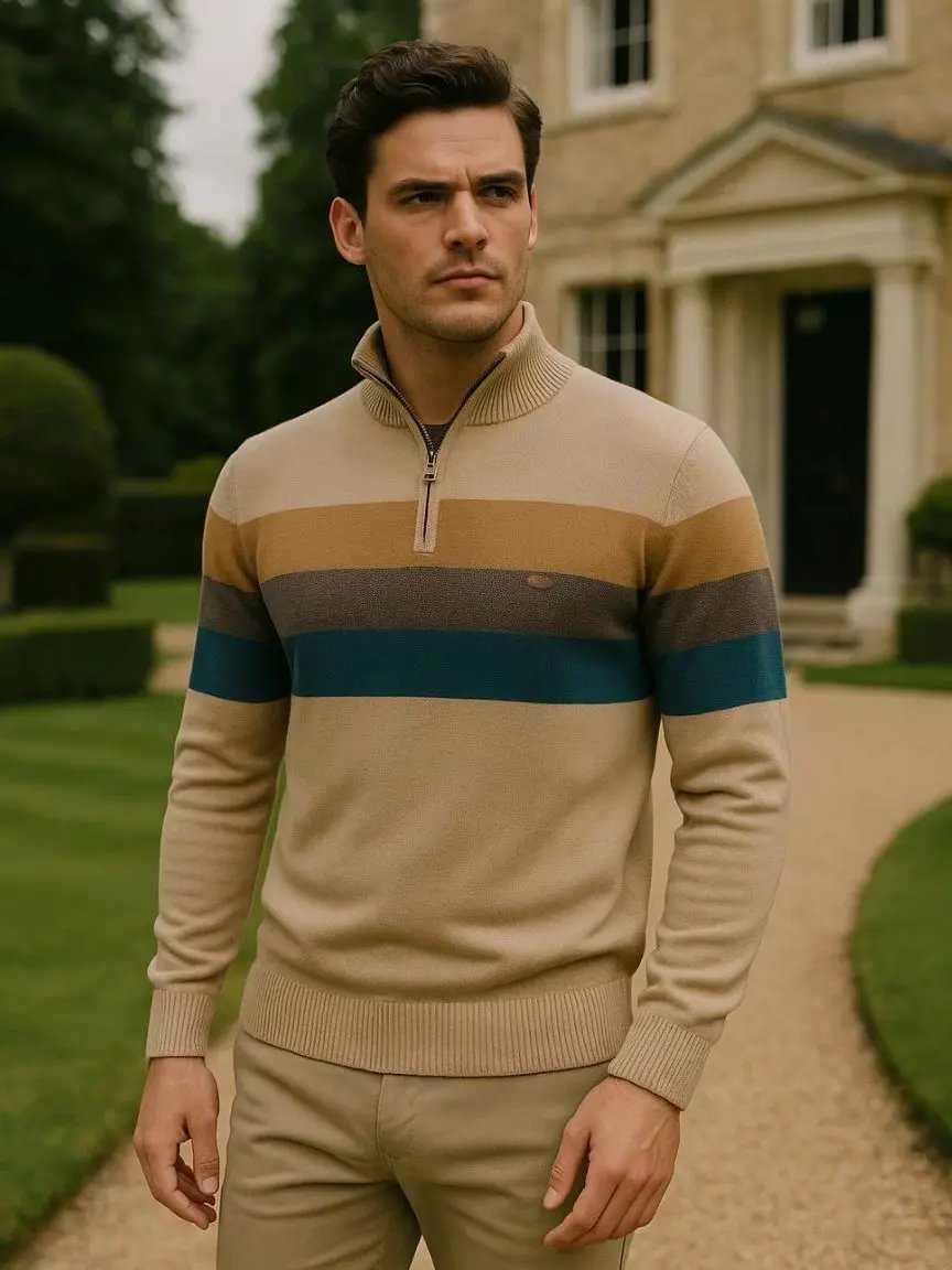 Men’s Knit Sweater – Minimalist High Collar Casual Everyday Knitwear SPECTER