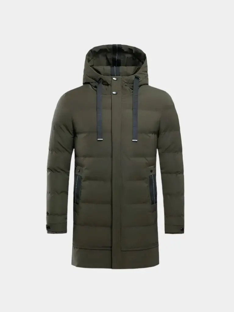 Men’s Puffer Jacket – Minimalist Long Quilted Winter Warmth SPECTER