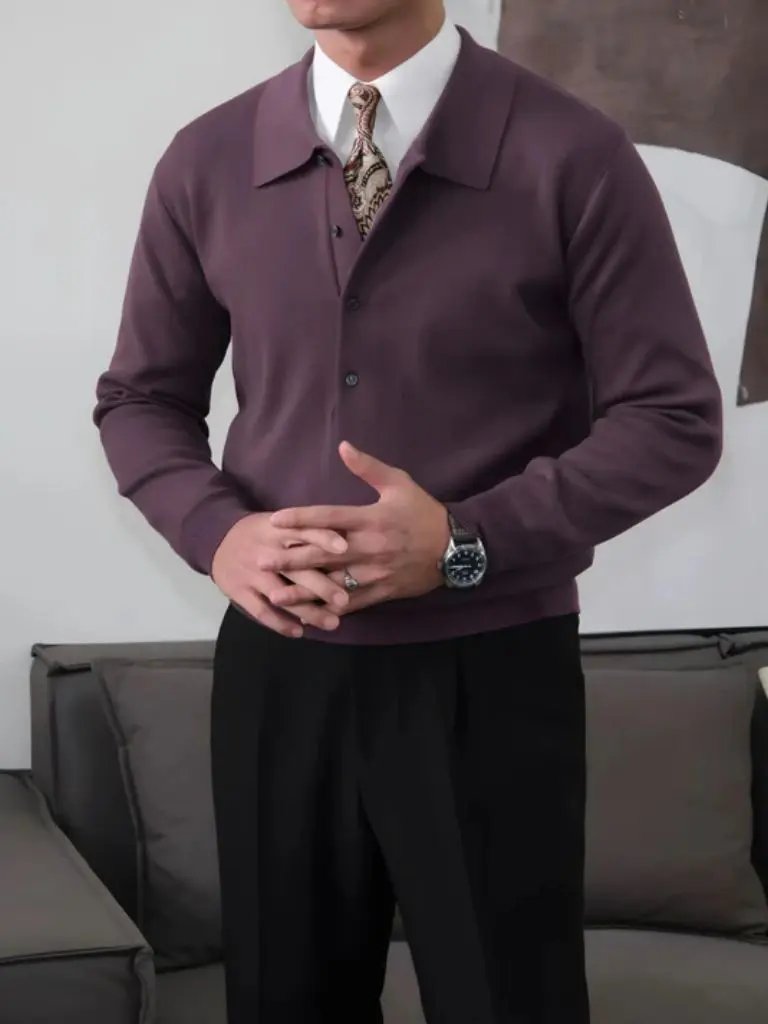 Men’s Knit Sweater – Old Money Polo Casual Everyday Knitwear SPECTER