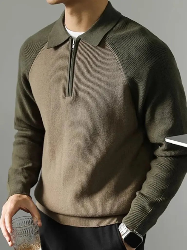 Men’s Knit Sweater – Raglan Quarter Zip Casual Everyday Knitwear SPECTER