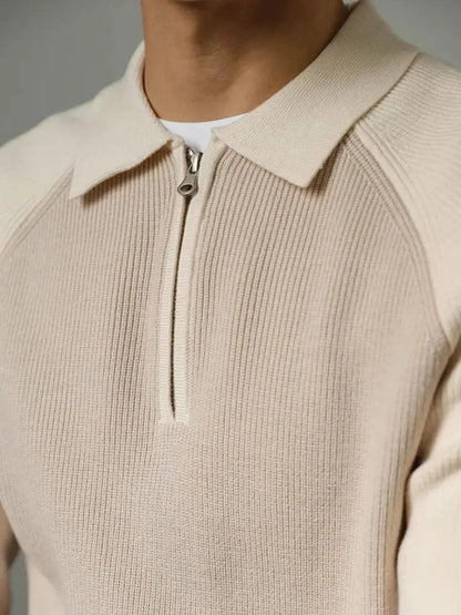 Men’s Knit Sweater – Raglan Quarter Zip Casual Everyday Knitwear SPECTER