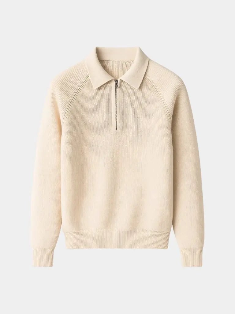 Men’s Knit Sweater – Raglan Quarter Zip Casual Everyday Knitwear SPECTER