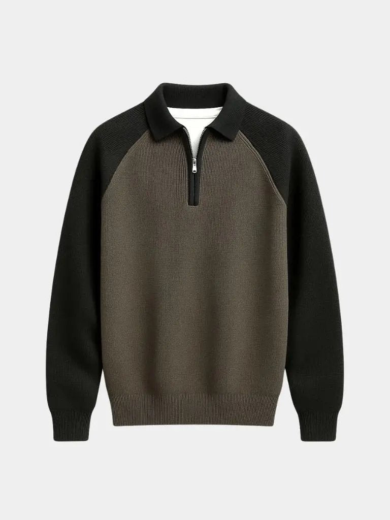 Men’s Knit Sweater – Raglan Quarter Zip Casual Everyday Knitwear SPECTER