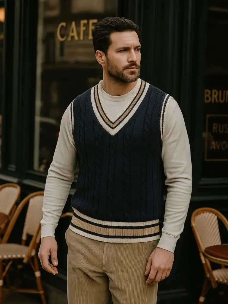 Men’s Knit Sweater – Neck Elegant Vest Casual Everyday Knitwear SPECTER