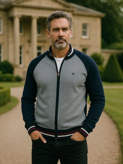 Men’s Cardigan Sweater – Zipper Color Block Casual Everyday Knitwear SPECTER