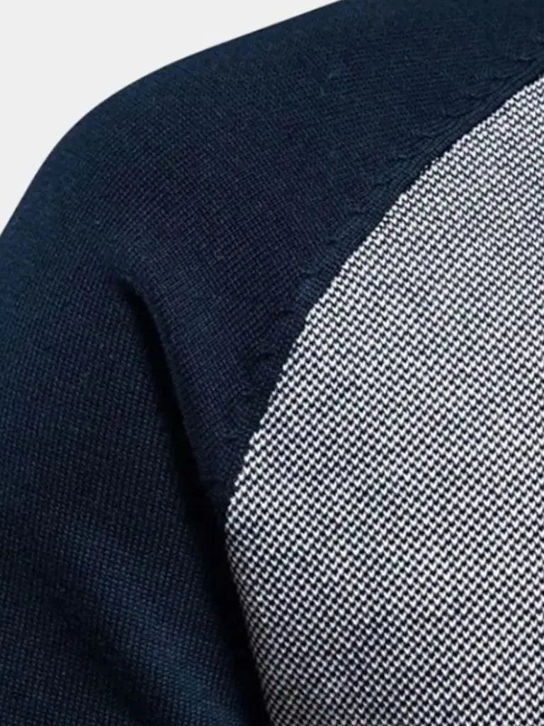 Men’s Cardigan Sweater – Zipper Color Block Casual Everyday Knitwear SPECTER