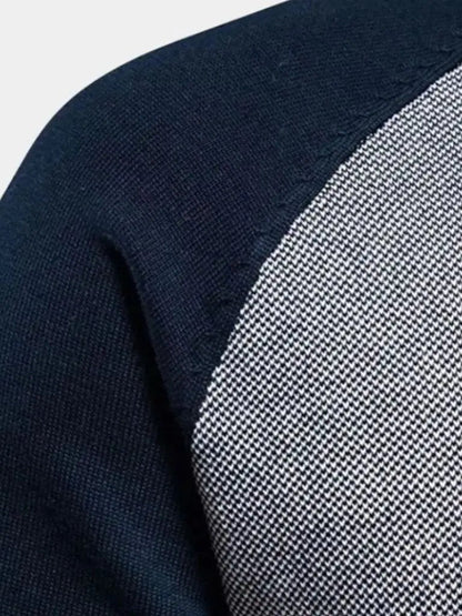 Men’s Cardigan Sweater – Zipper Color Block Casual Everyday Knitwear SPECTER